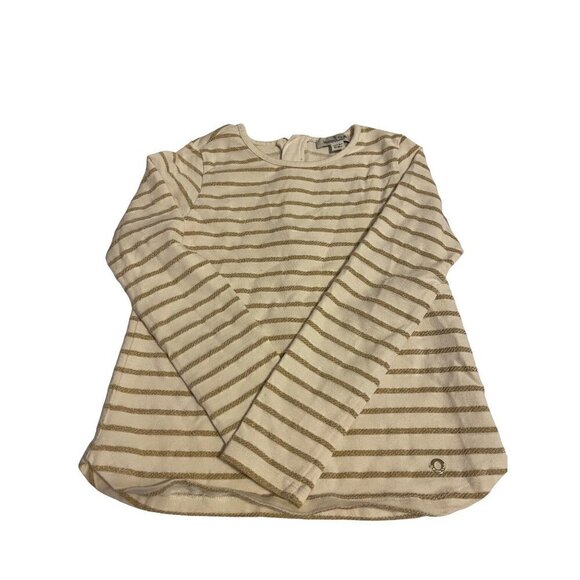 Massimo Dutti Gold Striped Long Sleeve Sweatshirt Size 7-8 years / 122-134 cm - Picture 1 of 8